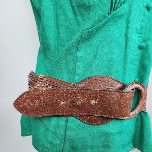 Vegan Leather Y2K Chunky Woven Belt Size L 2000s - Picture 5 of 12